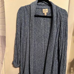 - ST JOHNS BAY LONG BLUE OPEN CARDIGAN SWEATER SZ M COTTON